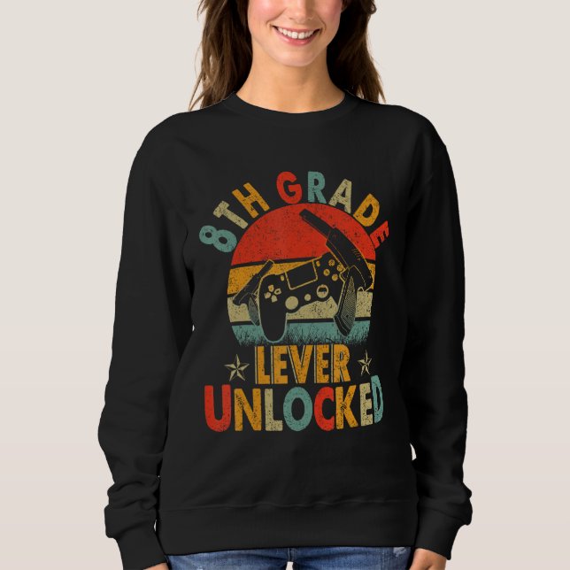 Sudadera 8th Grade Level Unlocked Video Gamers back to scho (Anverso)
