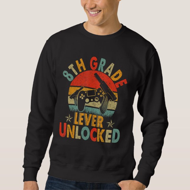 Sudadera 8th Grade Level Unlocked Video Gamers back to scho (Anverso)