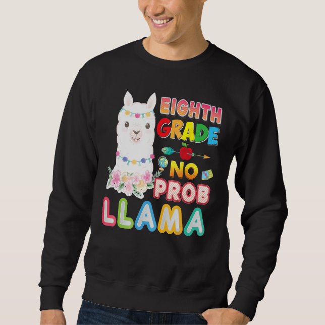 Sudadera 8th Grade No Prob Llama Back To School Eighth Kid  (Anverso)