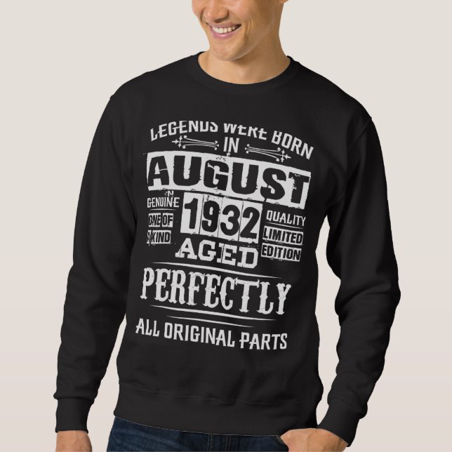 Sudadera 90º Cumpleaños De Leyendas Nacido En Agosto De 193 (Anverso)