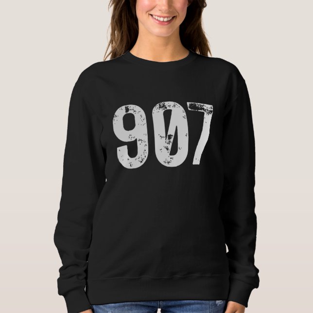 Sudadera 907 Area Code Alaska Mobile Telephone Area Code 90 (Anverso)