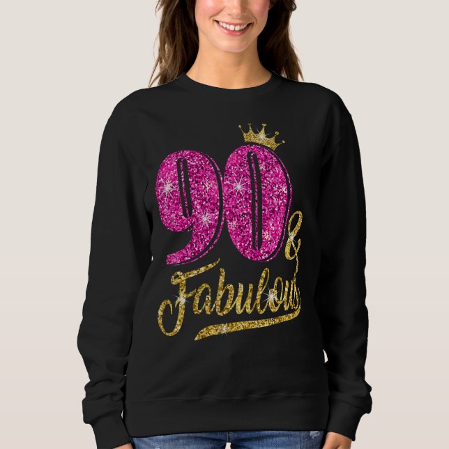 Sudadera 90 años de edad 90 y fabuloso 90 años de Cro Rosad (Anverso)