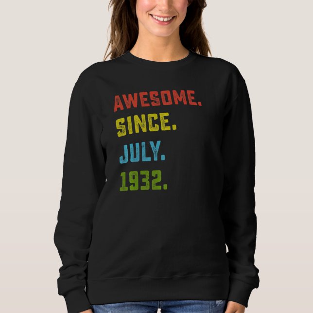 Sudadera 90° cumpleaños increíble desde julio de 1932 90 añ (Anverso)