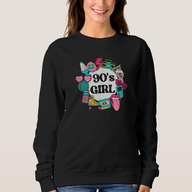 Sudadera 90s Girl 90s Raised 1990s Retro Old School (Anverso)