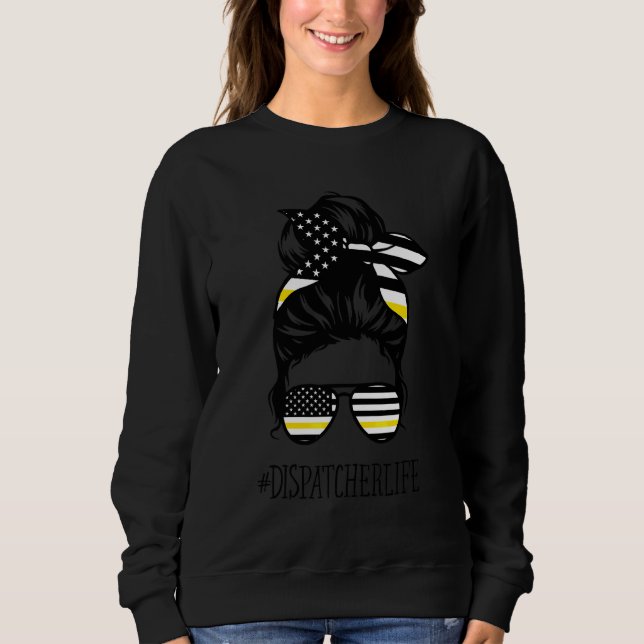 Sudadera 911 Dispatcher Life Messy Bandera Americana Glasse (Anverso)