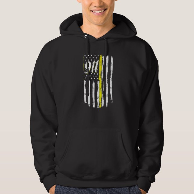 Sudadera 911 Dispatcher Thin Yellow Line Police USA Flag (Anverso)