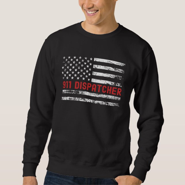 Sudadera 911 Dispatcher USA Flag Profession Retro Job Title (Anverso)