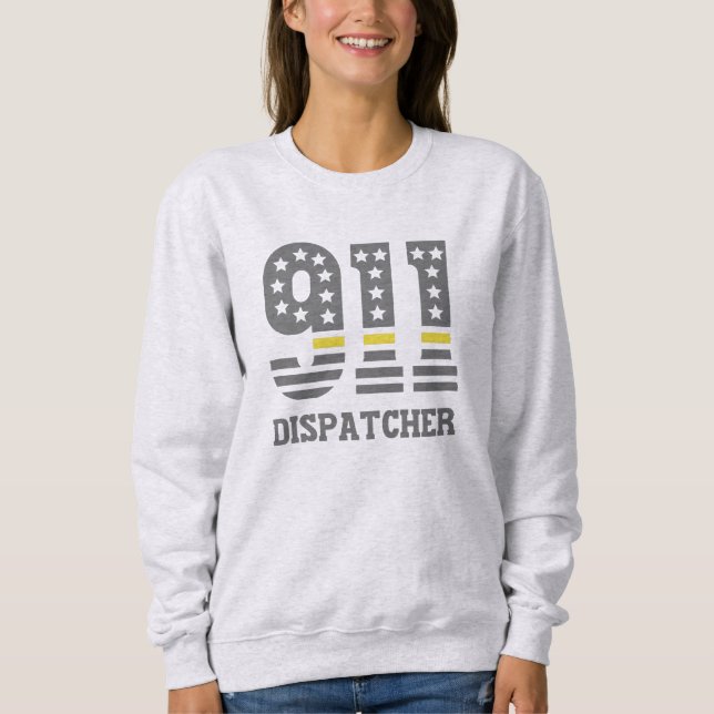 Sudadera 911 Dispatcher USA Flag Thin Yellow Line Emergency (Anverso)