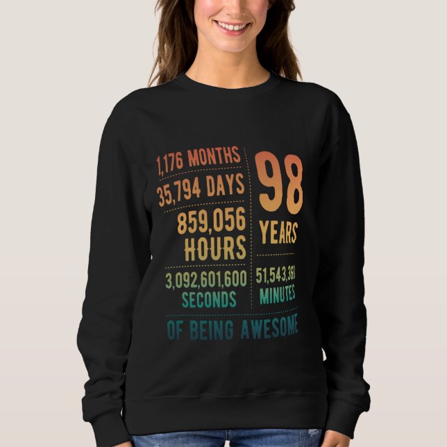 Sudadera 98th Birthday Men Women Funny 98 Years Old (Anverso)