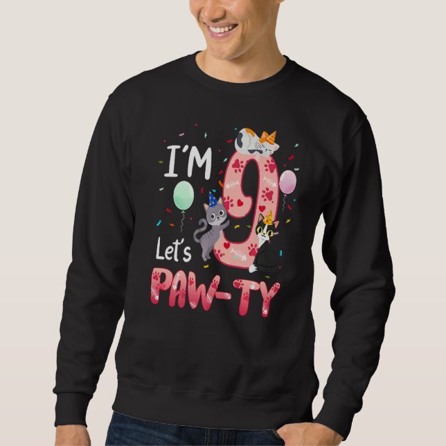 Sudadera 9.º Chica de cumpleaños Gato Gatito Gatito Gatito  (Anverso)