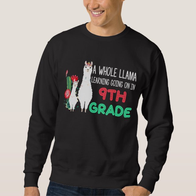 Sudadera 9.º Estudiante De Grado Llama Cactus De Vuelta A L (Anverso)