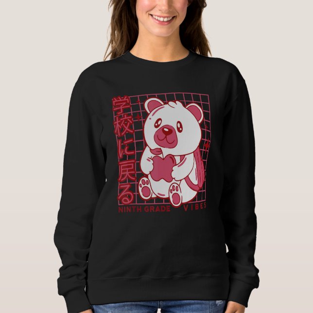 Sudadera 9th Grade Vibes Back to School Teddy Bear Japanese (Anverso)