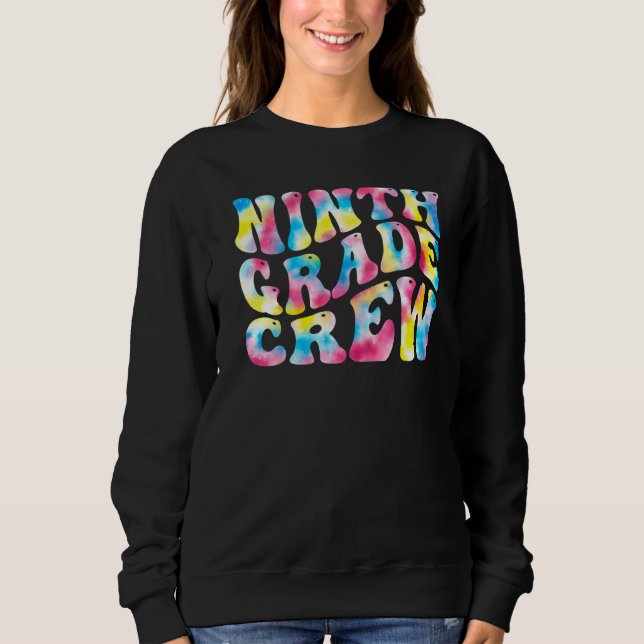 Sudadera 9th Ninth Grade Crew Teacher Back To School Retro  (Anverso)