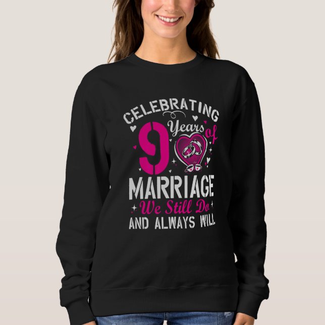 Sudadera 9th Wedding Anniversary Matching Couple Men Women  (Anverso)