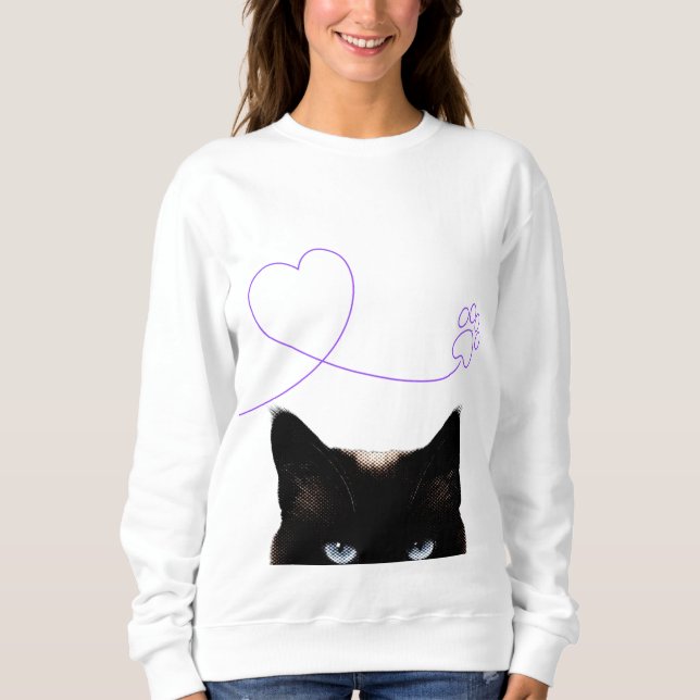 Sudadera A black cat showed up.  (Anverso)