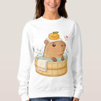 Sudadera A capybara is taking a bath in a Japanese bath. Th
