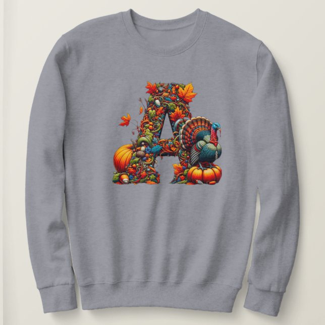 Sudadera A letter A in Thanksgiving style (Anverso del diseño)