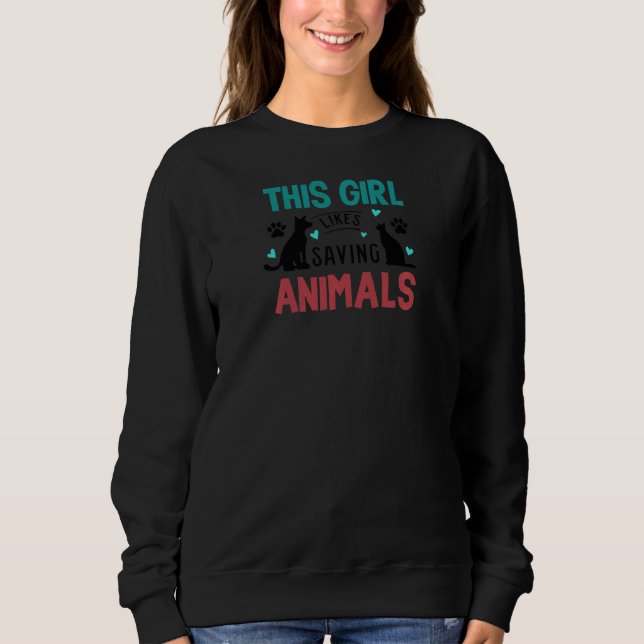 Sudadera A los chicas les gusta salvar animales rescatar pe (Anverso)