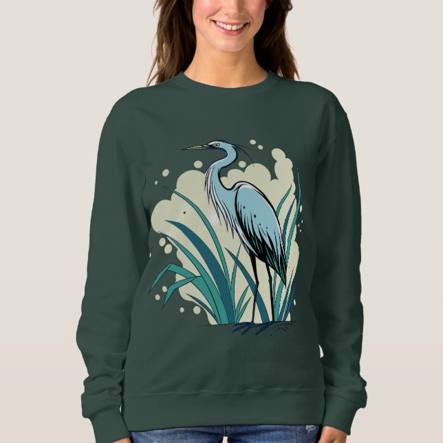 Sudadera A Majestic Blue Heron Stands Tall In A Vibrant Nat (Anverso)