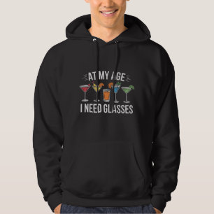 Sudadera A Mi Edad Necesito Gafas Divertido Vino Alcool