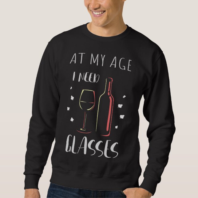 Sudadera A Mi Edad Necesito Vino De Gafas (Anverso)