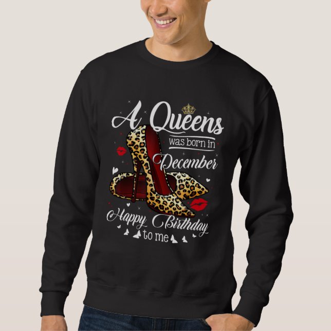 Sudadera A Queen Was Born In December Retro Hearts Leopard  (Anverso)