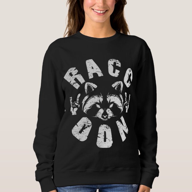 Sudadera A Raccoon le encanta la música rock y el rock Meta (Anverso)