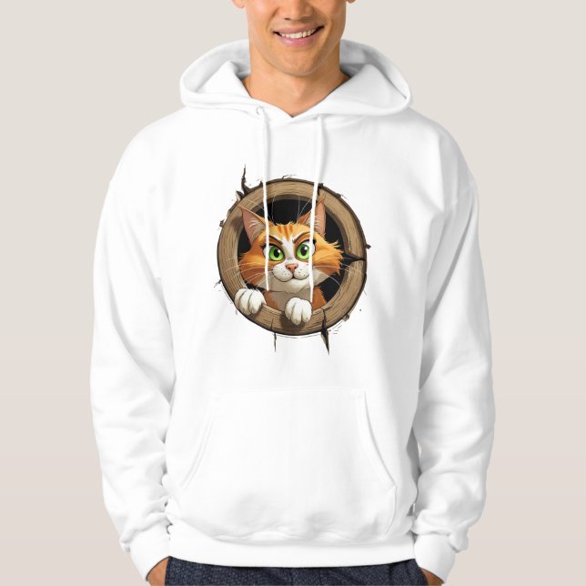 Sudadera A Whimsical Cartoon Cat with Bright Green Eyes Pee (Anverso)