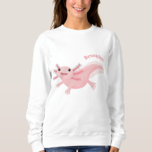 Sudadera Aaxolotl lindo rosa feliz