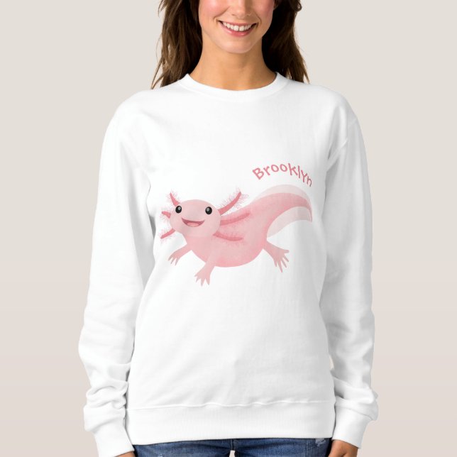 Sudadera Aaxolotl lindo rosa feliz (Anverso)