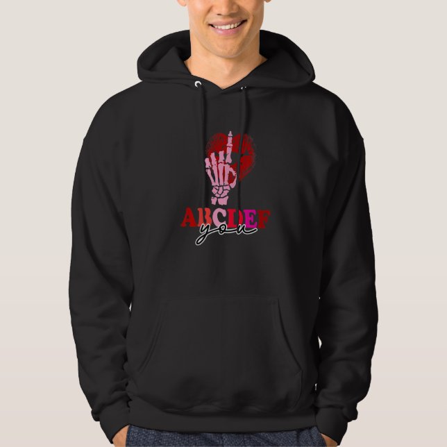 Sudadera ABCDEF-You Kissy Lips Skeleton Hand Funny Valentin (Anverso)