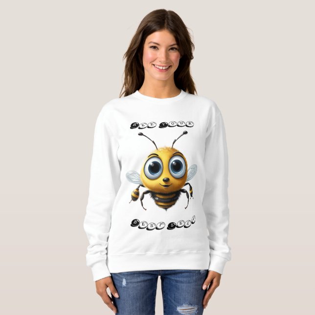 Sudadera Abeja Con Grandes Ojos Esperanzadores Dice Ser Tu  (Anverso completo)