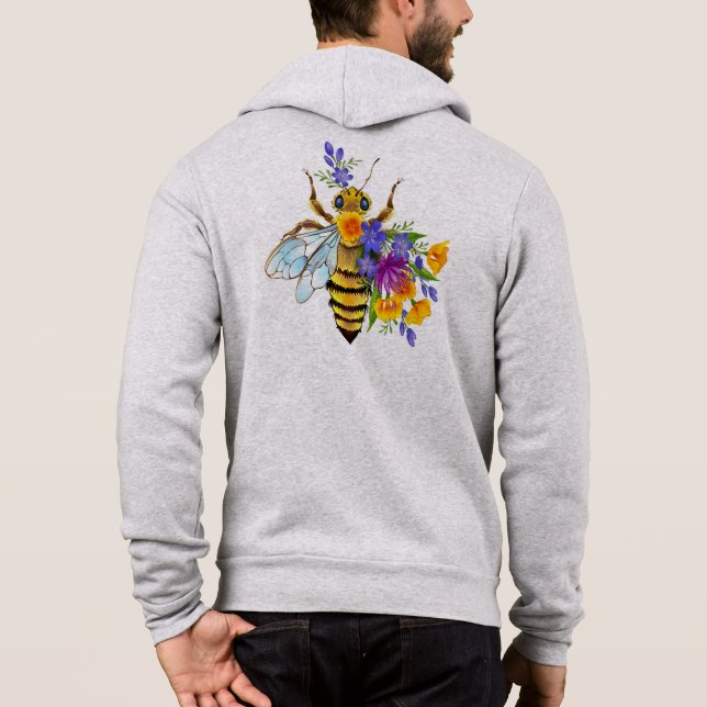Sudadera Abeja de flor con plantas silvestres (Reverso)