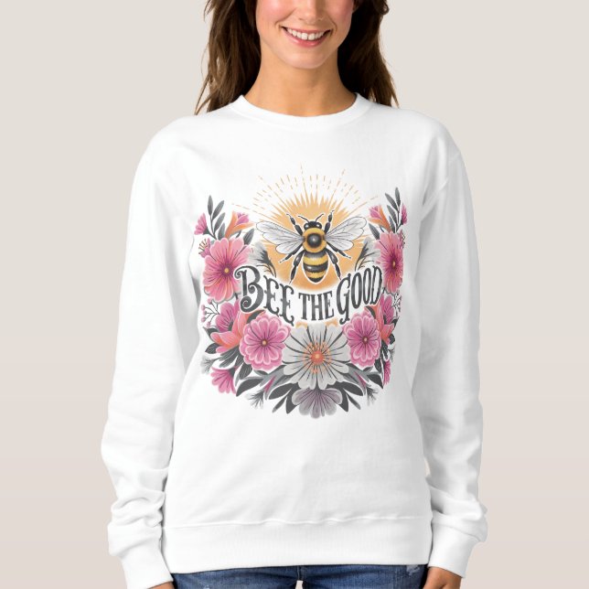 Sudadera Abeja el buen retro floral (Anverso)
