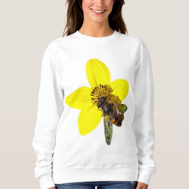 Sudadera Abeja en una flor amarilla (Anverso)