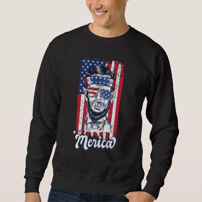 Sudadera Abraham Lincoln 4 de julio Bandera estadounidense (Anverso)