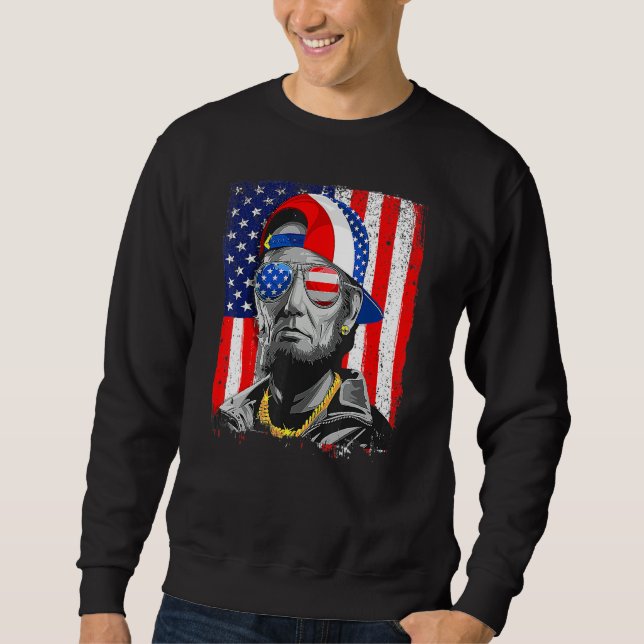 Sudadera Abraham Lincoln 4th Of July Merica American Flag (Anverso)
