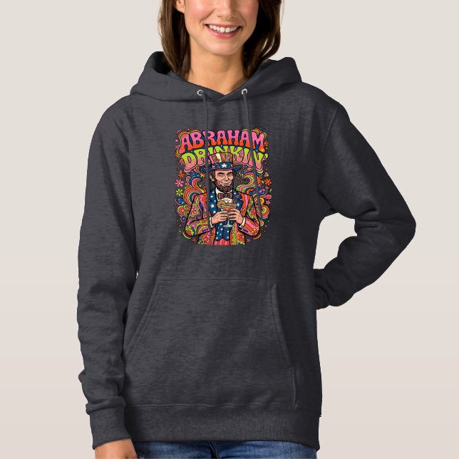 Sudadera Abraham Patriótico Bebiendo Retro (Anverso)