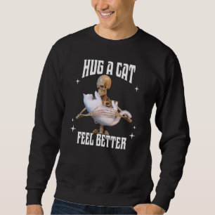 Sudadera Abraza a un Gato Siente Mejor Arte de Gato Esquele