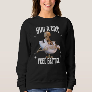 Sudadera Abraza a un Gato Siente Mejor Arte de Gato Esquele