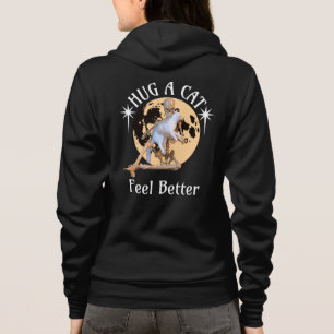 Sudadera Abrazo de gato a la luz de la luna Esqueleto Humor