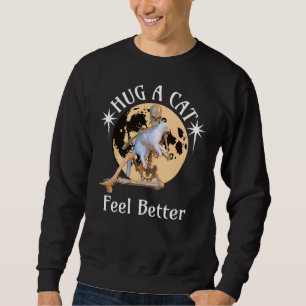 Sudadera Abrazo de gato a la luz de la luna Esqueleto Humor