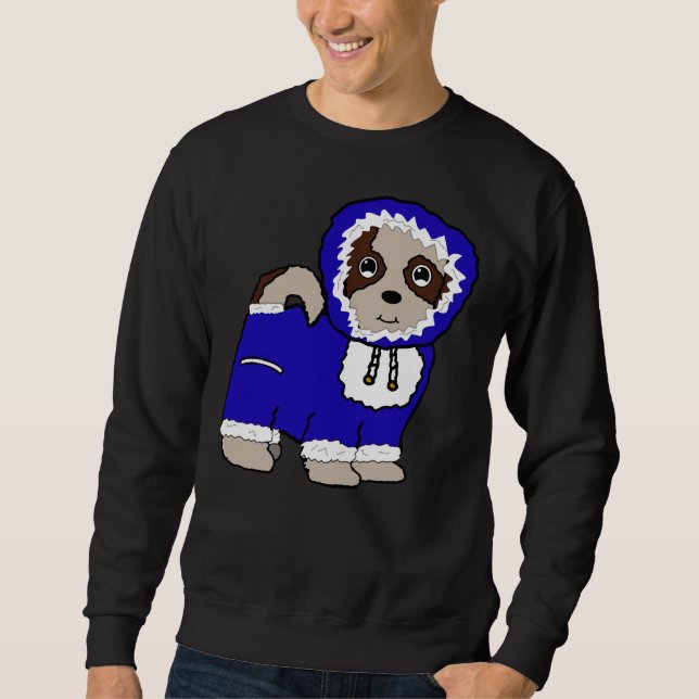 Sudadera Abrigo de invierno Shih Tzu Maltese (azul) (Anverso)