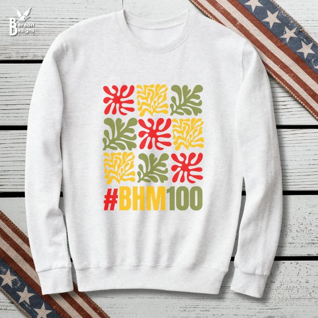 Sudadera Abstract Floral Centenary Black History Month (BHM100 Black History Month Centennial Sweatshirt celebrating 100 Years with abstract floral design)