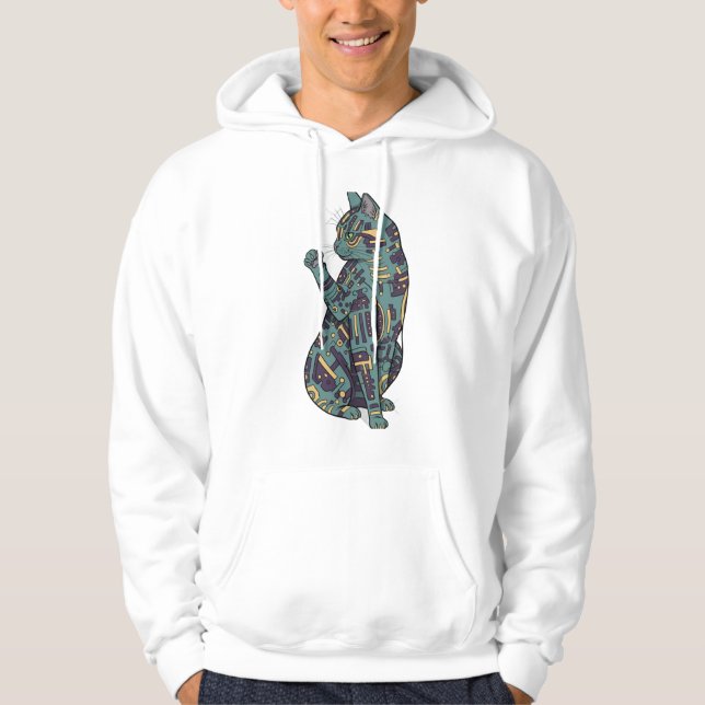 Sudadera Abstract futuristic cat design (Anverso)