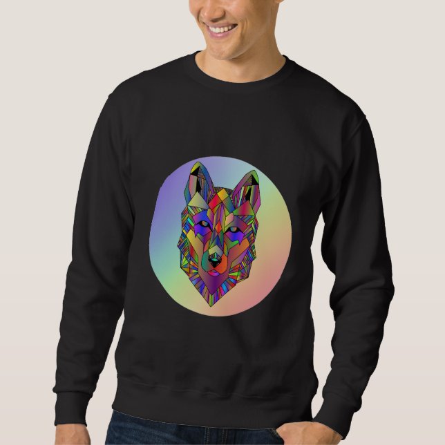 Sudadera Abstract geometric cubic wolf  art  T-Shirt (Anverso)
