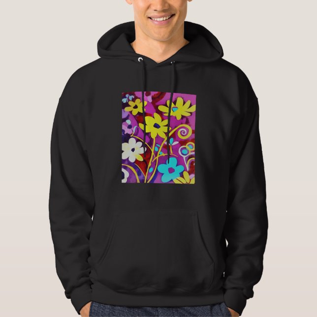 Sudadera Abstract Yellow Flowers On Viva Magenta (Anverso)