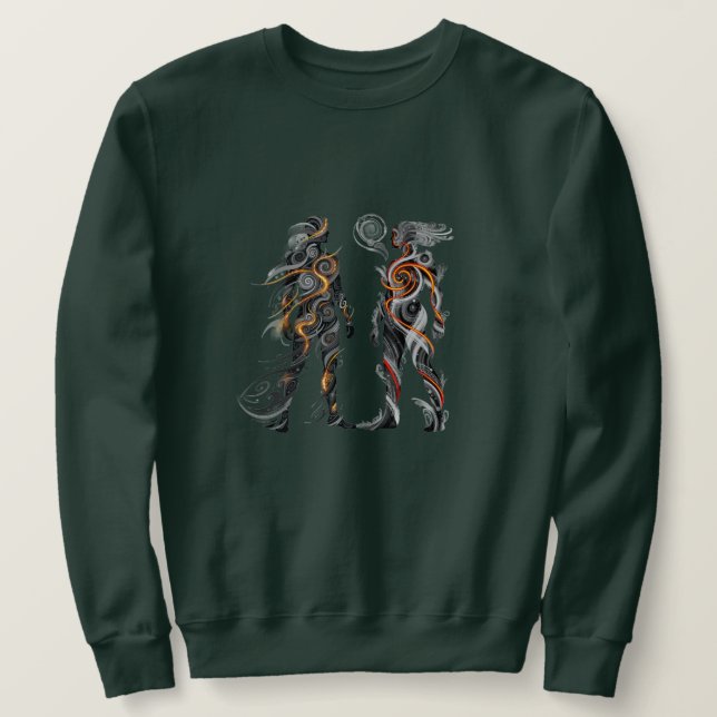 Sudadera abstracta de dualidad para hombre (Anverso del diseño)