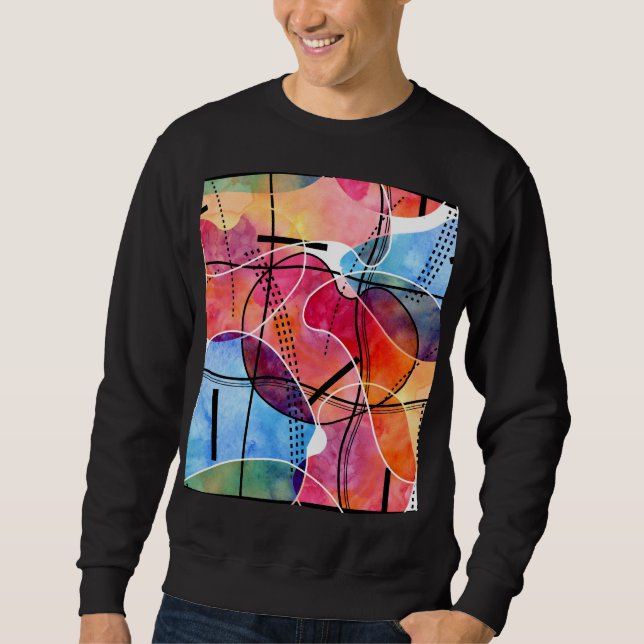 Sudadera Abstrato acuarela Patrón blanco negro (Anverso)