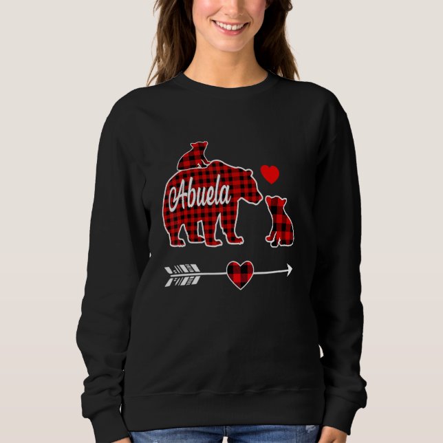 Sudadera Abuela Bear Christmas Pajama Red Plaid Buffalo Fam (Anverso)